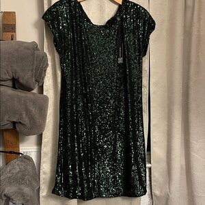 Cable & Gauge Green Sequin Mini Dress